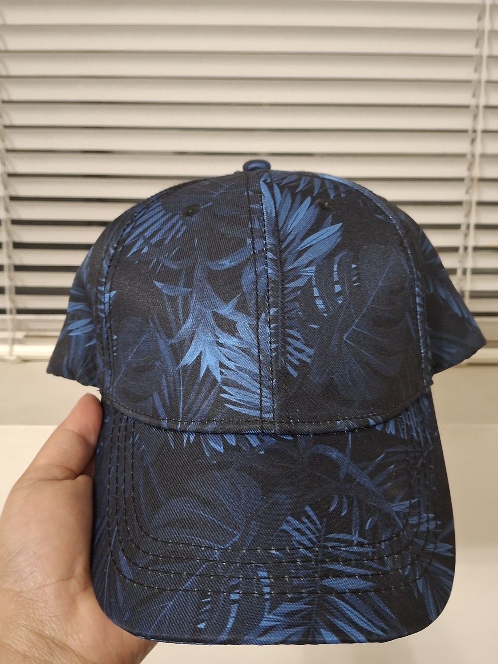 George Floral Tropical Palm Leaf Print Baseball Cap Strapback Blue/Black OSFM